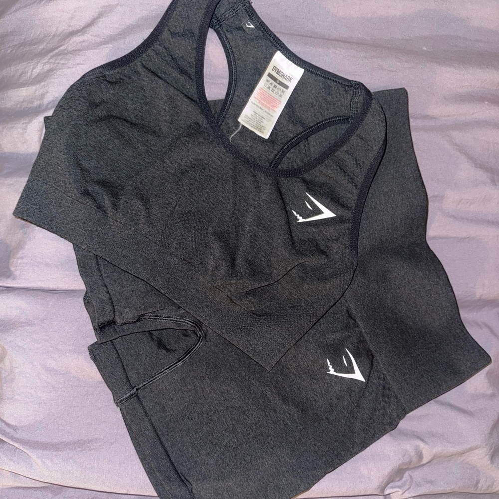 Gymshark Charcoal Sports Bra & Shorts Set